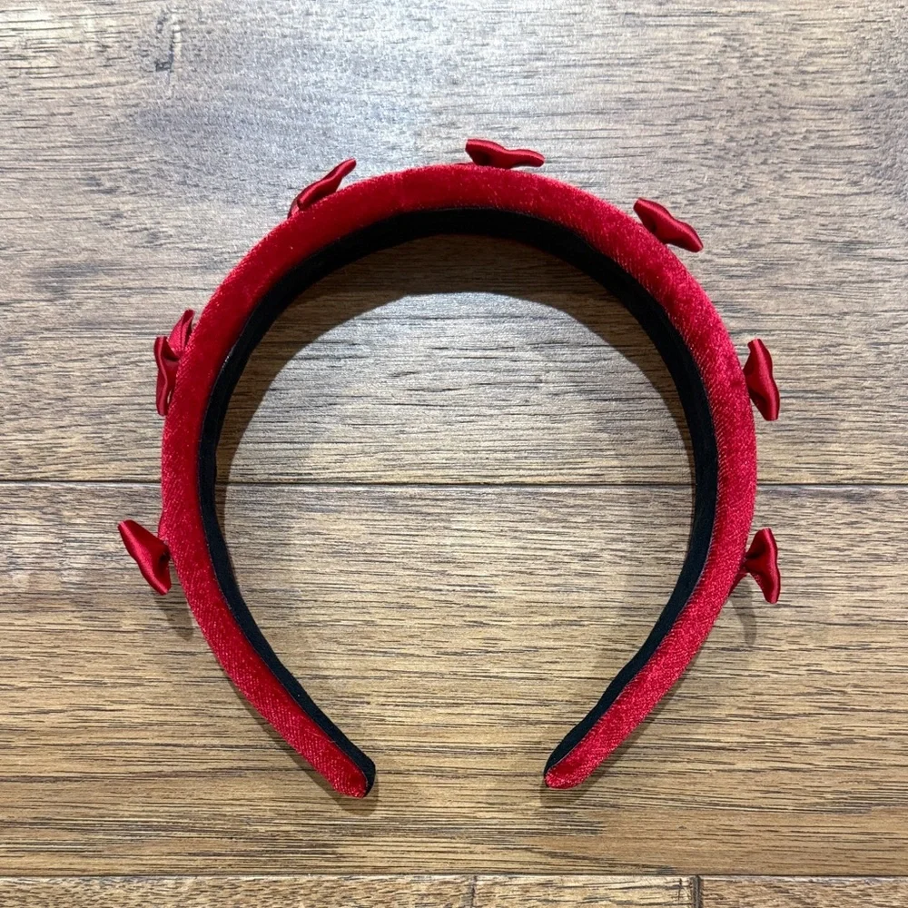 Art Class Girls Red Velvet Bows Headband